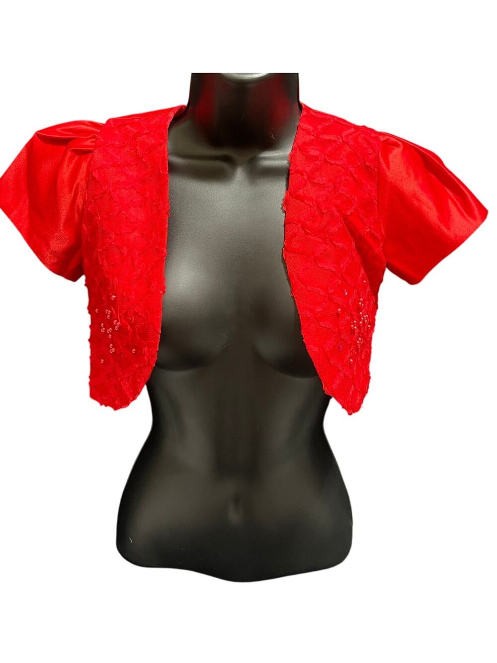 Richie House Los Angeles Red Lace & Sequin Accent Shrug - XS